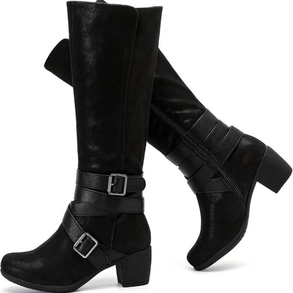 Women's Knee High Boots with Chunky Heel, Pointed Toe, Comfortable and Fashionab - Picture 1 of 6